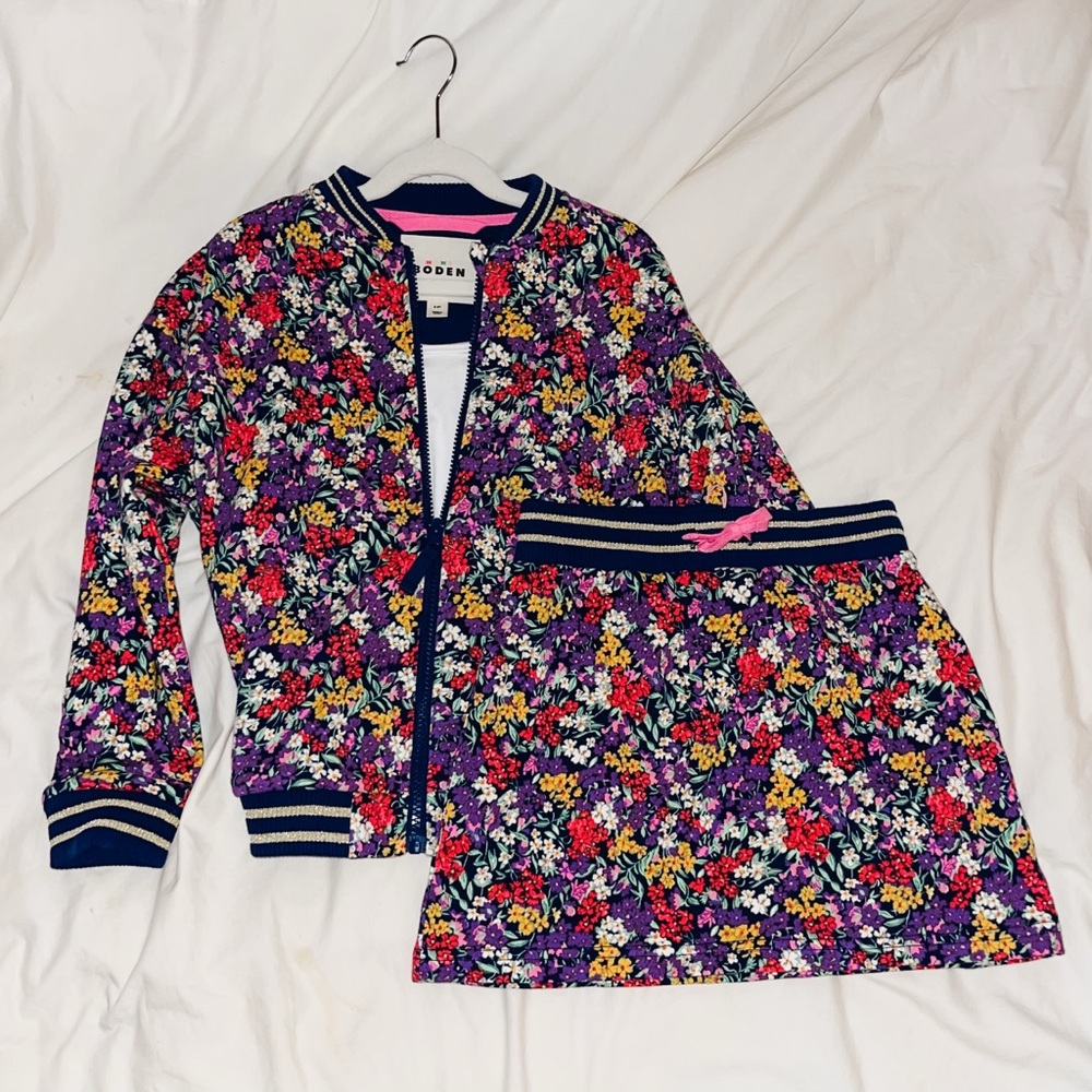 Mini Boden Girl’s Floral Set - Skirt and Jacket sz 8/9 (Sold Out!)